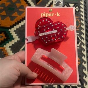 Piper K Red Heart Hair Clip Set